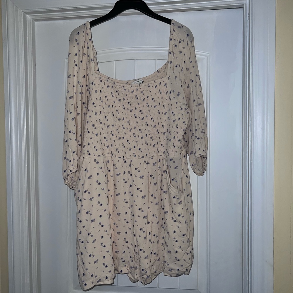 Womens American Eagle Crème and Floral Romper